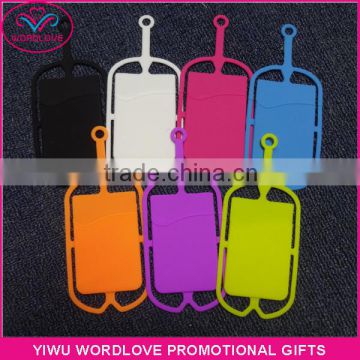 Custom Logo Printing Silicone Mobile Card Holder With Strap