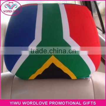 custom elastic car headrest cover,printed car headrest flag for fans