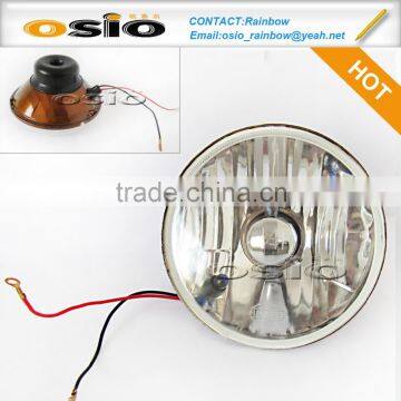 5 inch Round Crystal Iron Semi Sealed Beam Install H4 or HID H4 Xenon Bulb