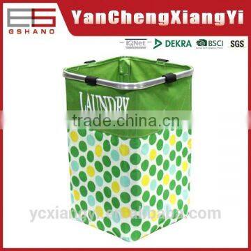 Folding Hot saling 600D polyester Oxford Green dots Customized OEM stackable laundry basket