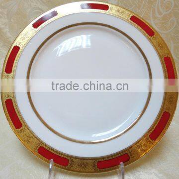 Embossed gold porcelain plates with good quality