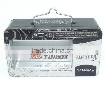 Rectangular Tin Box with Clear PVC Window with Handle