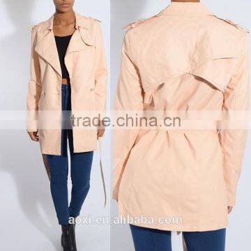 High quality belt waist new model design wind coat