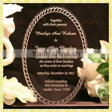 Customized Engraved Glass Wedding Invitation Cards Fan For Guest Souvenir Gifts