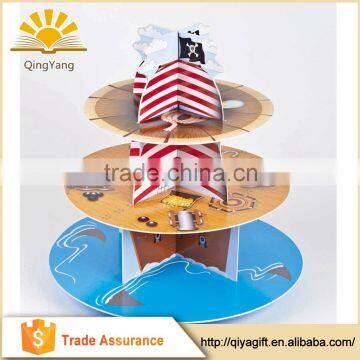 3 Tier Pirate Ship Disposable Cardboard Cupcake Stand