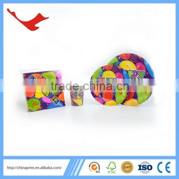 006 FSC material printed disposable tableware for birthday party