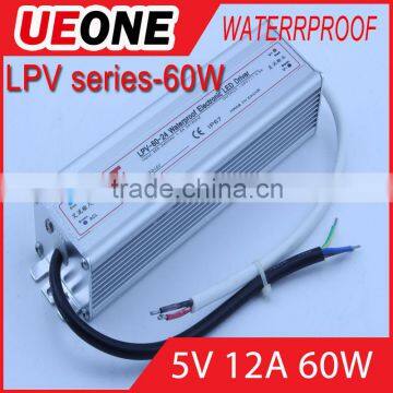 60w 5v 12a IP67 waterproof switch power supply of lpv-60-5