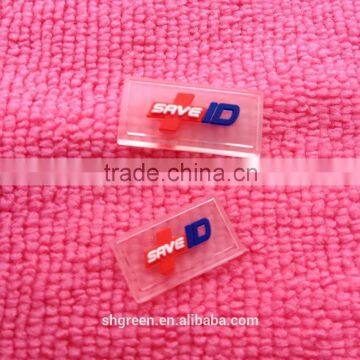 Embossed,Rubber injection Technics Transparent PVC Material rubber clothing labels