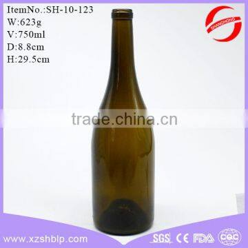 750ml wine bottle glass/red glass wine bottles/unique shaped wine glass bottle