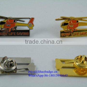 Metal Emblem Lapel Pin , Soft Enamel Process, Gold Plated, Butterfly Clutch