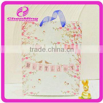 Yiwu wholesale paper gift bags with ribbon handles