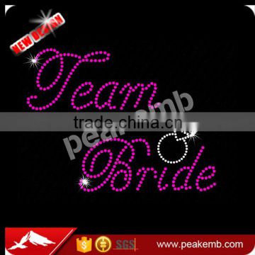 Rhinestone Team Bride Iron On Crystal Transfer for T-shirt