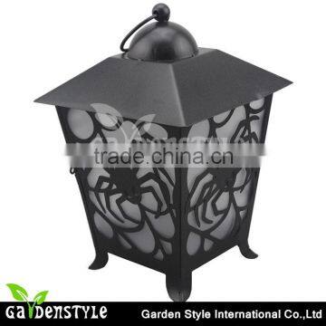 Promotional four side candle holder spider design Plastic Solar power hang lamp