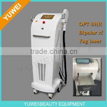 Newest design multifunction 4 in1 laser yag ipl e light rf beauty machine