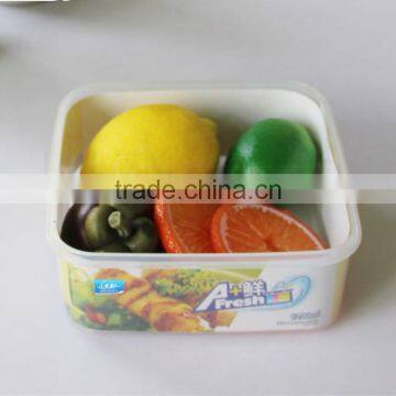 Square 1200ml plastic storage bowl Air-tight food container