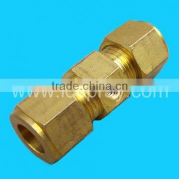 brass threaded 3/8 through connector with one two holes