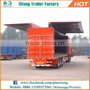 Factory direct 3 axles wing open van semi trailers wing body enclosed cargo trailer