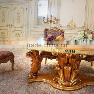 European Dining Room Furniture French Classical New Design Elegant Palace Floral Vivid Wooden Carving Dining Room Table Set photo-3