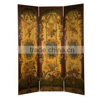 Vintage Furniture Traditional Hand Painting Wooden Floor Screen, Retro Art Painting Four Panel Folding Screen photo-3