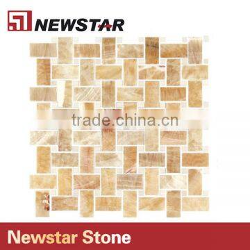 Newstar Yellow Onyx Marble Basketweave Tile Good Price Mosaic