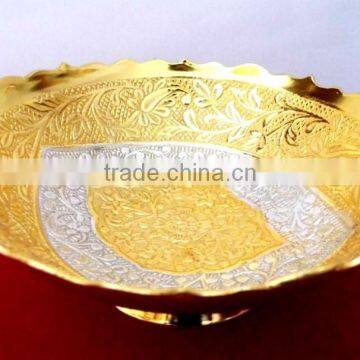 Low Cost and Attractive Promotional Gift, Corporate Gift Item Gold and Silver Plated Brass Bowl photo-2