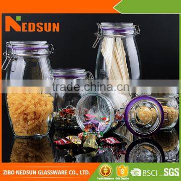 Cheap products color box Best selling imports glass jar with clamp lid from chinese merchandise