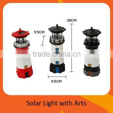 Giant Our Door Solar Garden Polyresin Lighthouse 11" 28cm With 360 Rotating Light photo-2
