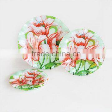 Tempered Glass Plate Set with Wave Edges, Round