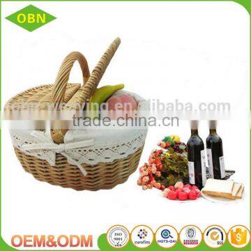 Custom cheap hand woven wicker empty picnic basket wholesale
