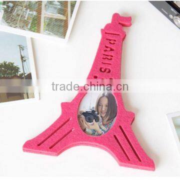 2017 hot best selling new products custom pink tower shaped decor craft felt fabric love 3d digital picture good photo frame