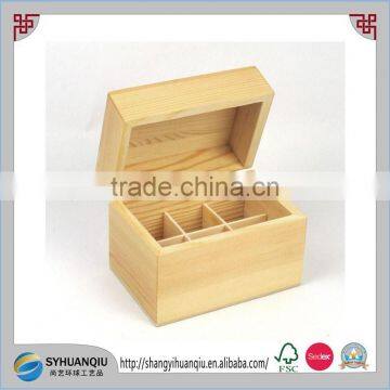 2016 Hot Sell Unfinished and Hinged cover pine wooden essential oil box 8 bottles