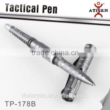 Silver 6061Aluminum Steel Hollow Out Tactical Ball Point Pen,glass Breaker 2 in 1 TP-178B