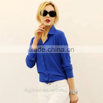 The spring new fashion ladies shirt comfortable long sleeve simple chiffon blouse tops for women