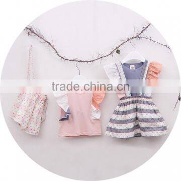 High Quality Baby Girl Baby Clothes Set Fly Sleeve Tee Shirt and Overalls Skirt Two Piece photo-4