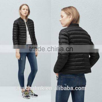 Outdoor Keep Warm Women Black Quited Feather Down Winter Coat photo-6