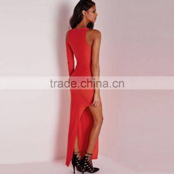 2016 Evening Party Long Red Plain Frog Cocktail Dress photo-5