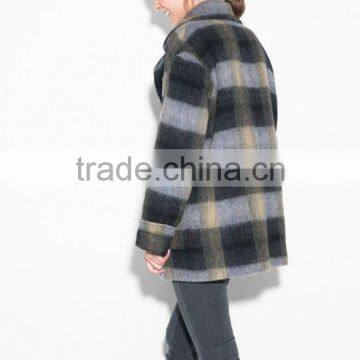 Winter Season Check Design Lady Coat photo-3