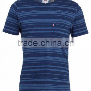 MGOO Slim Fit Horizontal Stripe T-shirts For Men Custom Short Sleeve T Shirt With Pocket photo-5