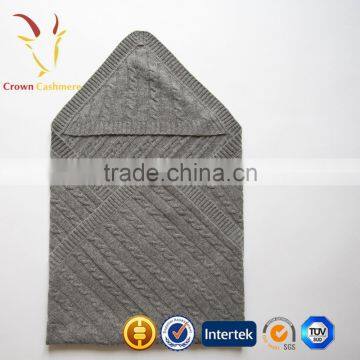 100% Cashmere Wool Cable Knitted Baby Blanket photo-5