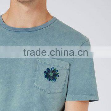 China High-end Short Sleeve Enzyme Wash Blue t Shirts photo-3