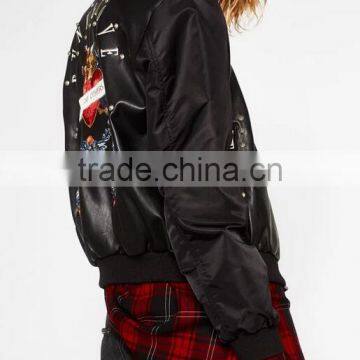Runwaylover EY0997C New Style 2016 Women Fashion Pu Splice Bomber Jackets photo-2