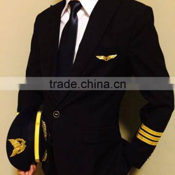 China Custom Made Manufacture Black Air Use Uniforms Airline Pilot Uniform photo-5
