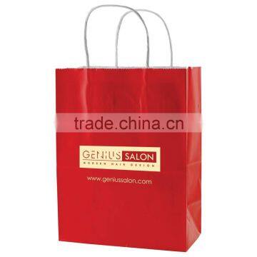 USA Made Gloss Coated Shopping Bag - Made of #63 White Kraft Paper, Dimensions Are 8" x 4.75" x 10.5" and Comes With Your Logo. photo-2