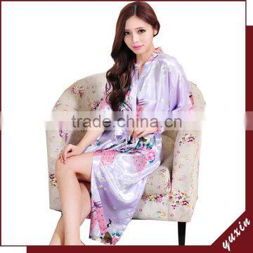 satin robe bath robe Custom made women robe Long Nightgown 0609011