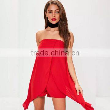 Strapless New Trendy Stylish Clothing Red Adult Woman Romper photo-3