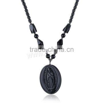 Hematite Necklace with Natural Black Obsidian necklace india new products beautiful girl necklace