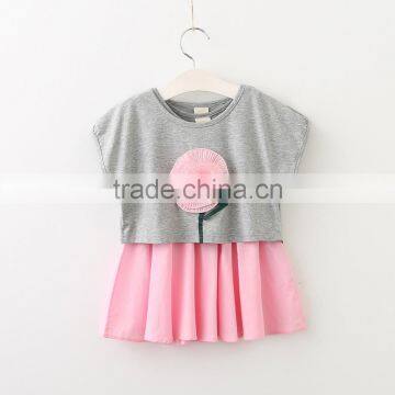 Wholesale Summer Cotton Printing Sleeveless Girls Baby Swing Top Set photo-2