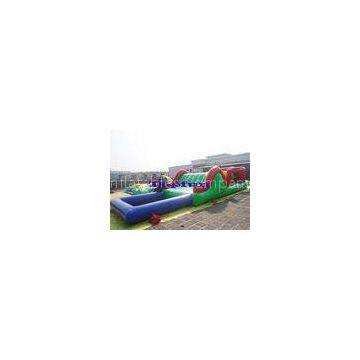 Customized Inflatable Water Parks Obstacle / Inflatable Water Slide With Pool