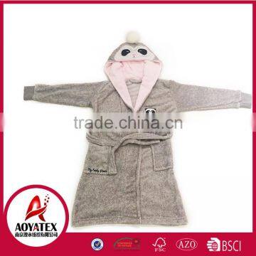 Wholesale low price coral fleece printed animal hood children bathrobe