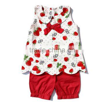 lovely sweet girl strawberry tank top red top wholesale baby clothing